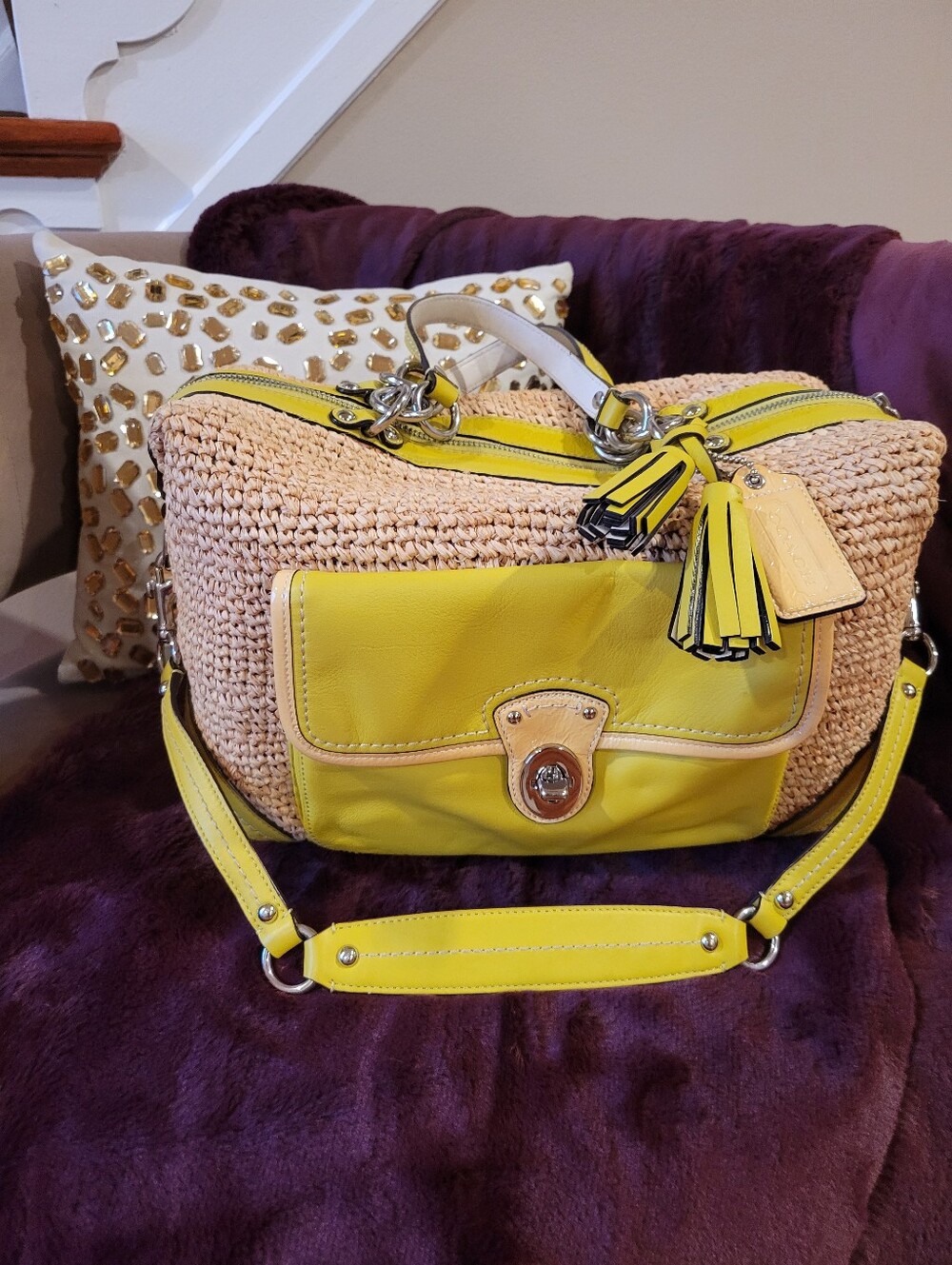The Coach Legacy Straw and Leather Satchel